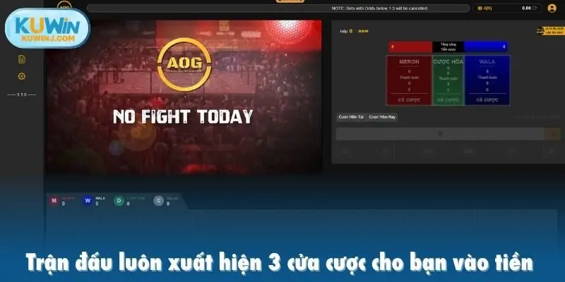 Trận đấu luôn xuất hiện 3 cửa cược cho bạn vào tiền